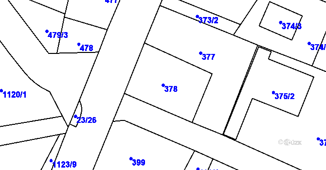 Parcela st. 378 v KÚ Senec u Plzně, Katastrální mapa