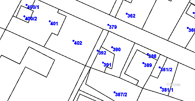 Parcela st. 392 v KÚ Senec u Plzně, Katastrální mapa