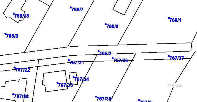 Parcela st. 406/2 v KÚ Senec u Plzně, Katastrální mapa