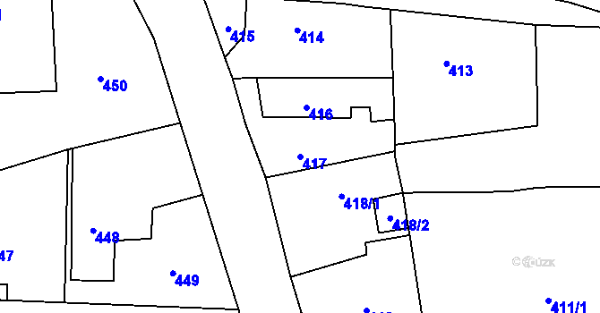 Parcela st. 417 v KÚ Senec u Plzně, Katastrální mapa
