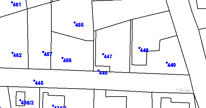 Parcela st. 447 v KÚ Senec u Plzně, Katastrální mapa