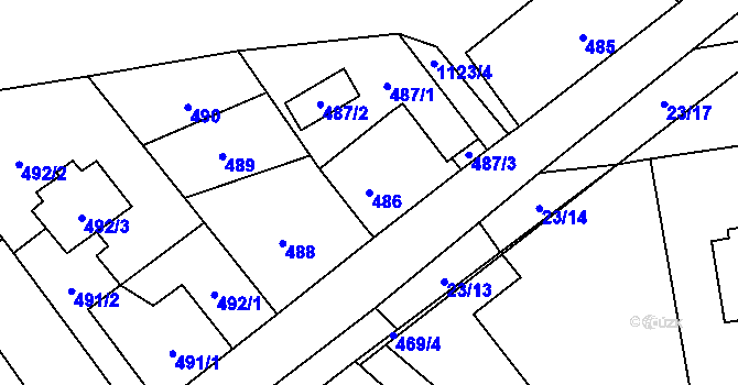 Parcela st. 486 v KÚ Senec u Plzně, Katastrální mapa