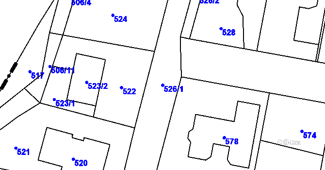 Parcela st. 526/1 v KÚ Senec u Plzně, Katastrální mapa