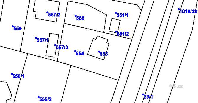 Parcela st. 553 v KÚ Senec u Plzně, Katastrální mapa