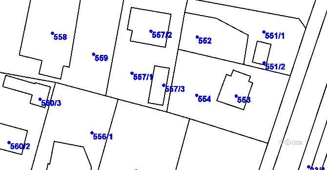 Parcela st. 557/3 v KÚ Senec u Plzně, Katastrální mapa