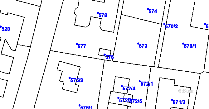 Parcela st. 576 v KÚ Senec u Plzně, Katastrální mapa