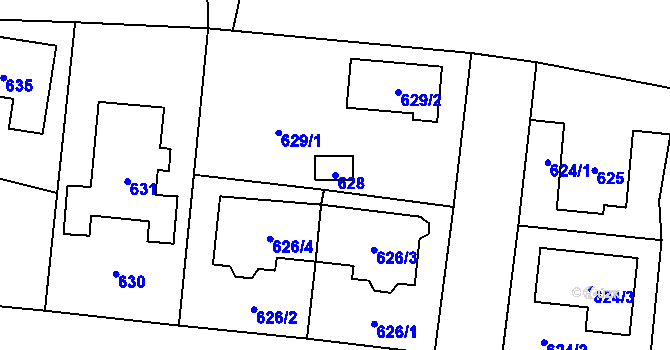 Parcela st. 628 v KÚ Senec u Plzně, Katastrální mapa