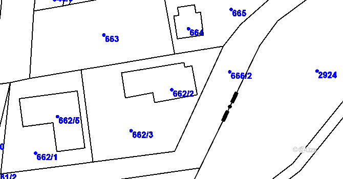 Parcela st. 662/2 v KÚ Senec u Plzně, Katastrální mapa