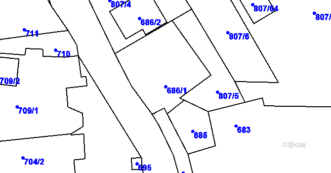 Parcela st. 686/1 v KÚ Senec u Plzně, Katastrální mapa