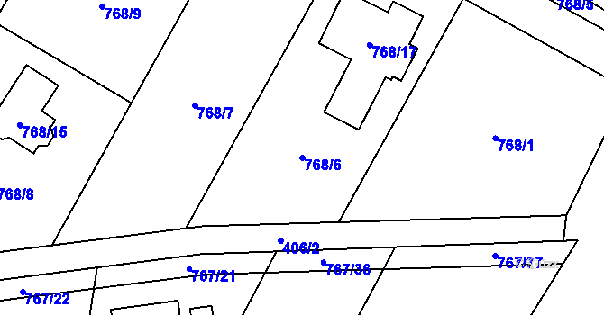 Parcela st. 768/6 v KÚ Senec u Plzně, Katastrální mapa