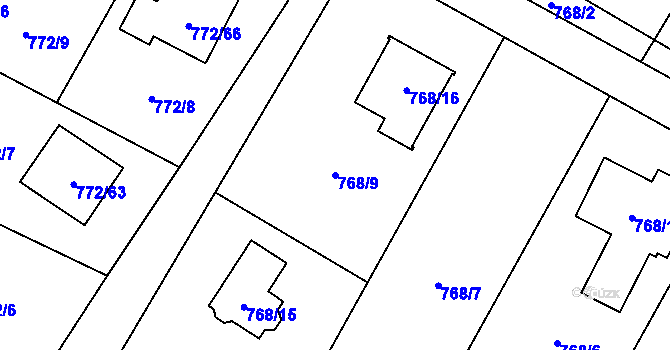 Parcela st. 768/9 v KÚ Senec u Plzně, Katastrální mapa