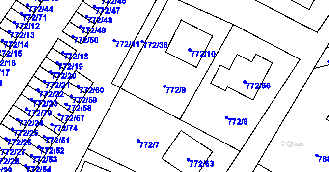 Parcela st. 772/9 v KÚ Senec u Plzně, Katastrální mapa