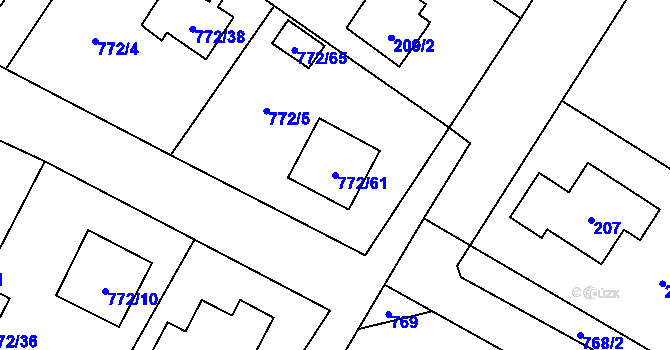 Parcela st. 772/61 v KÚ Senec u Plzně, Katastrální mapa