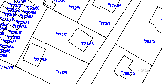 Parcela st. 772/63 v KÚ Senec u Plzně, Katastrální mapa