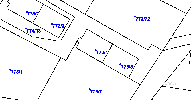 Parcela st. 773/4 v KÚ Senec u Plzně, Katastrální mapa