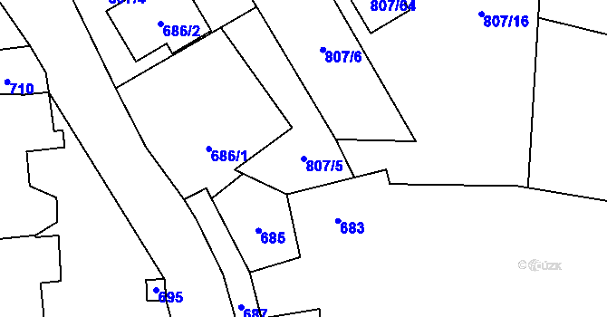 Parcela st. 807/5 v KÚ Senec u Plzně, Katastrální mapa