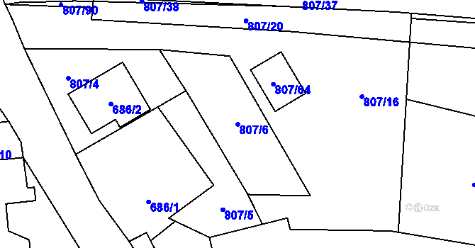 Parcela st. 807/6 v KÚ Senec u Plzně, Katastrální mapa