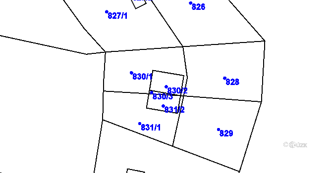 Parcela st. 830/2 v KÚ Senec u Plzně, Katastrální mapa