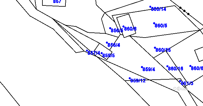 Parcela st. 859/5 v KÚ Senec u Plzně, Katastrální mapa