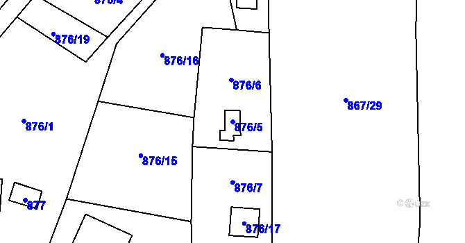 Parcela st. 876/5 v KÚ Senec u Plzně, Katastrální mapa