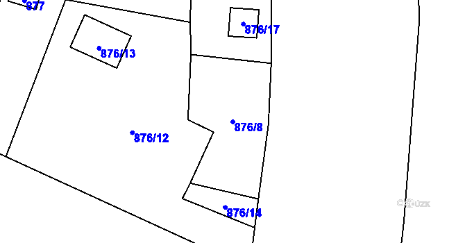 Parcela st. 876/8 v KÚ Senec u Plzně, Katastrální mapa