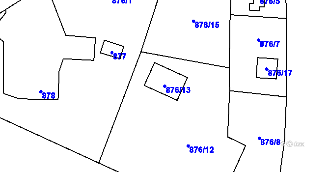 Parcela st. 876/13 v KÚ Senec u Plzně, Katastrální mapa