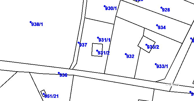 Parcela st. 931/2 v KÚ Senec u Plzně, Katastrální mapa