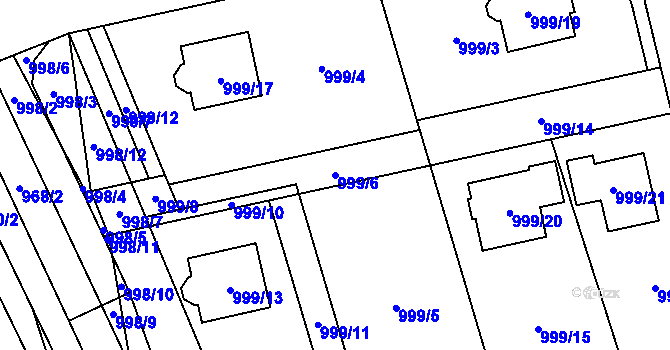 Parcela st. 999/6 v KÚ Senec u Plzně, Katastrální mapa