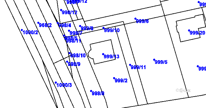 Parcela st. 999/13 v KÚ Senec u Plzně, Katastrální mapa