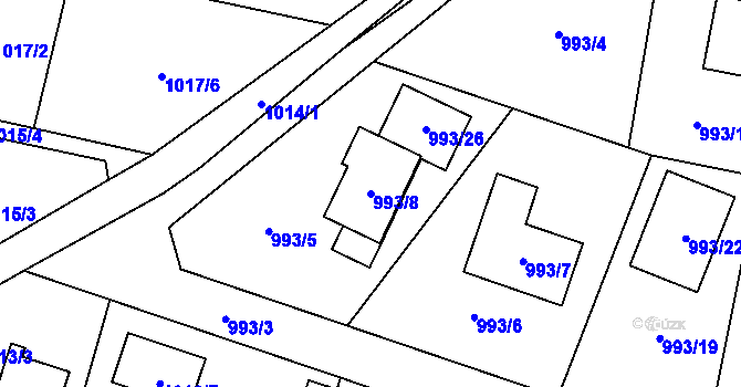 Parcela st. 993/8 v KÚ Senec u Plzně, Katastrální mapa