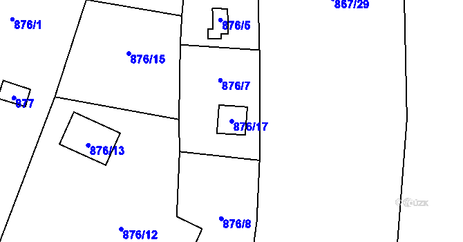 Parcela st. 876/17 v KÚ Senec u Plzně, Katastrální mapa