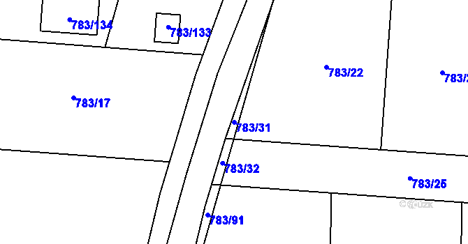 Parcela st. 783/31 v KÚ Senec u Plzně, Katastrální mapa