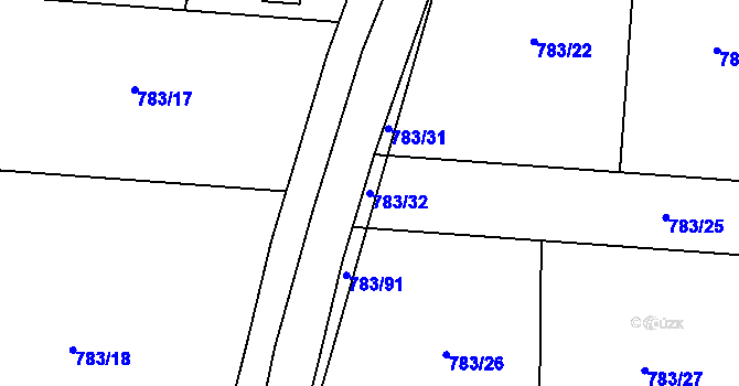 Parcela st. 783/32 v KÚ Senec u Plzně, Katastrální mapa