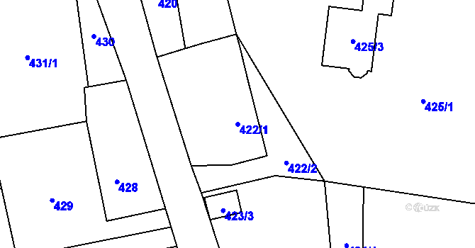 Parcela st. 422/1 v KÚ Senec u Plzně, Katastrální mapa