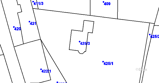 Parcela st. 425/3 v KÚ Senec u Plzně, Katastrální mapa
