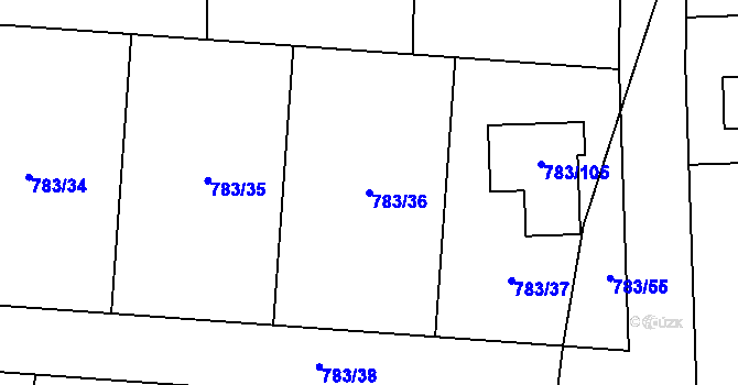 Parcela st. 783/36 v KÚ Senec u Plzně, Katastrální mapa