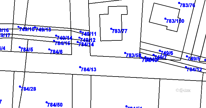 Parcela st. 784/7 v KÚ Senec u Plzně, Katastrální mapa