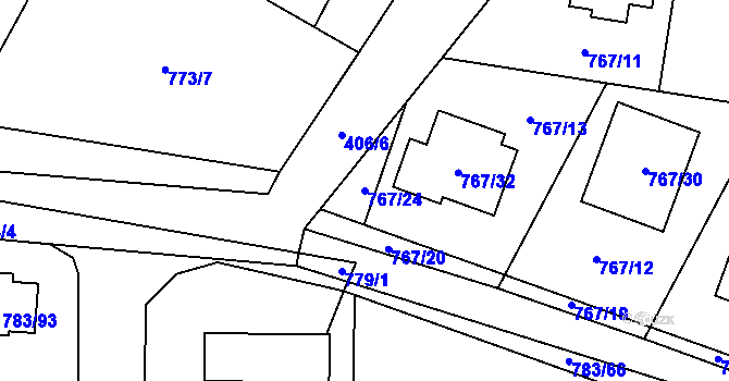 Parcela st. 767/24 v KÚ Senec u Plzně, Katastrální mapa