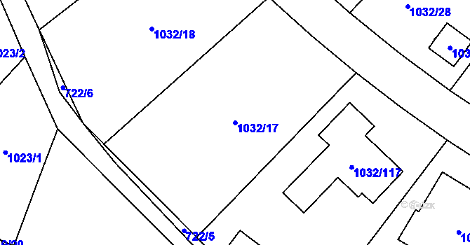 Parcela st. 1032/17 v KÚ Senec u Plzně, Katastrální mapa
