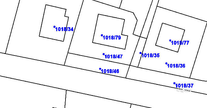 Parcela st. 1018/47 v KÚ Senec u Plzně, Katastrální mapa