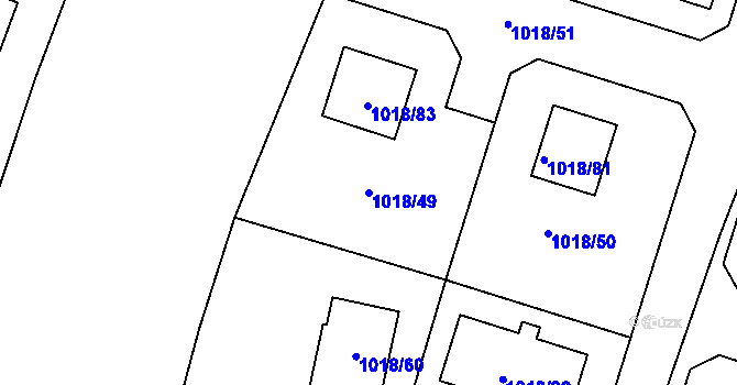 Parcela st. 1018/49 v KÚ Senec u Plzně, Katastrální mapa