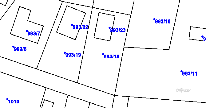 Parcela st. 993/18 v KÚ Senec u Plzně, Katastrální mapa