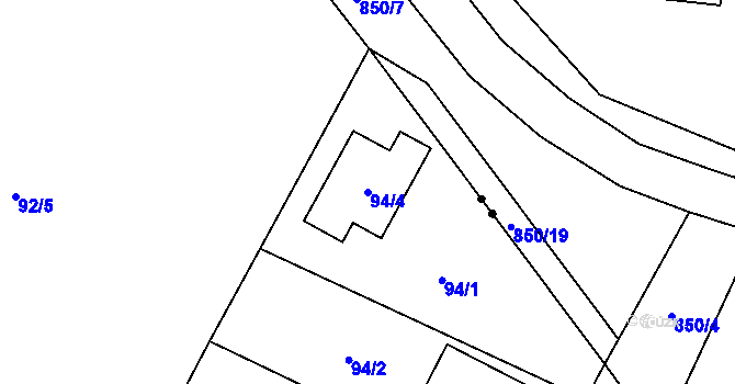Parcela st. 94/4 v KÚ Senec u Plzně, Katastrální mapa