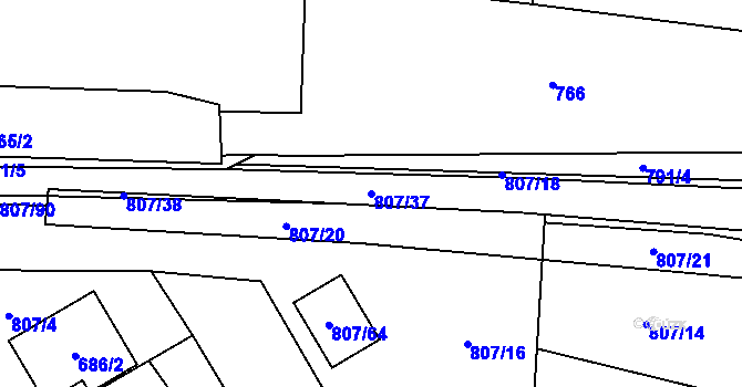 Parcela st. 807/37 v KÚ Senec u Plzně, Katastrální mapa