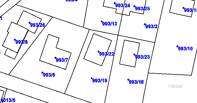 Parcela st. 993/22 v KÚ Senec u Plzně, Katastrální mapa