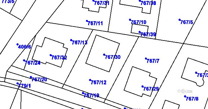Parcela st. 767/30 v KÚ Senec u Plzně, Katastrální mapa