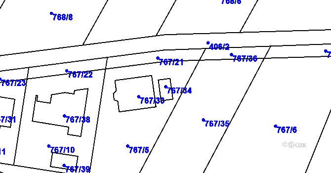 Parcela st. 767/34 v KÚ Senec u Plzně, Katastrální mapa