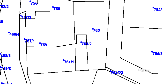 Parcela st. 761/2 v KÚ Senec u Plzně, Katastrální mapa
