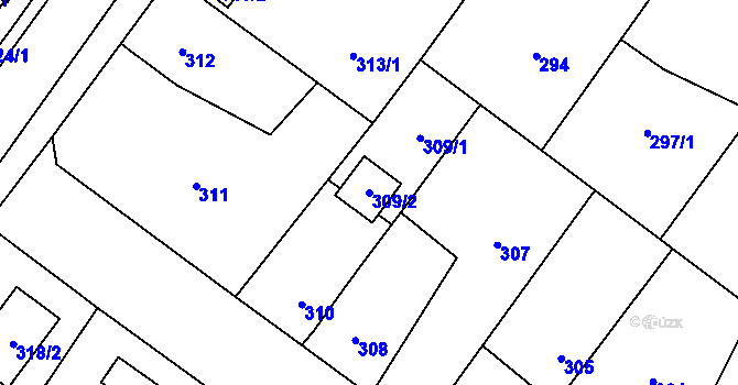 Parcela st. 309/2 v KÚ Senec u Plzně, Katastrální mapa