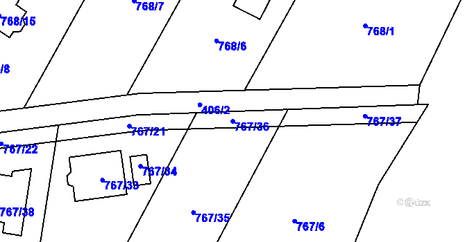 Parcela st. 767/36 v KÚ Senec u Plzně, Katastrální mapa